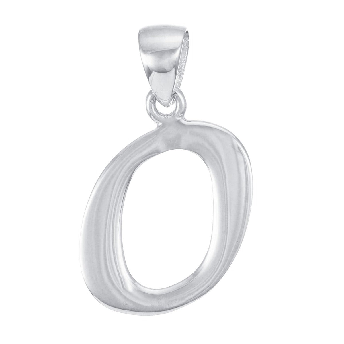 9ct White Gold Initial Pendant Letter O - 25mm - FJewellery