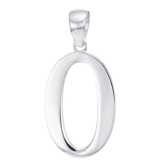 9ct White Gold Initial Pendant Letter O - 32mm - FJewellery
