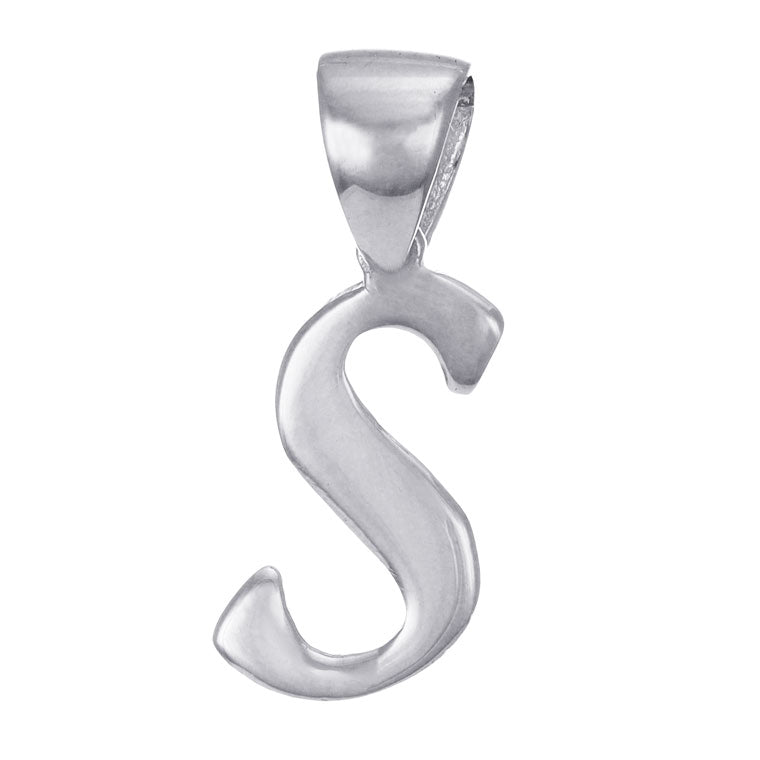 9ct White Gold Initial Pendant Letter S - 17mm - FJewellery