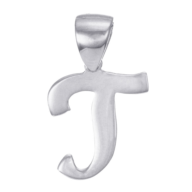 9ct White Gold Initial Pendant Letter T - 18mm - FJewellery