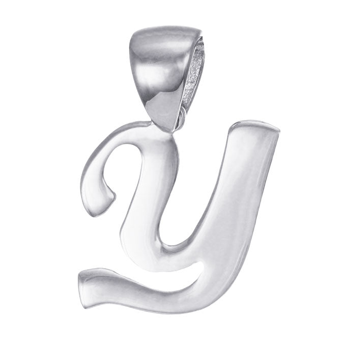 9ct White Gold Initial Pendant Letter Y - 17mm - FJewellery