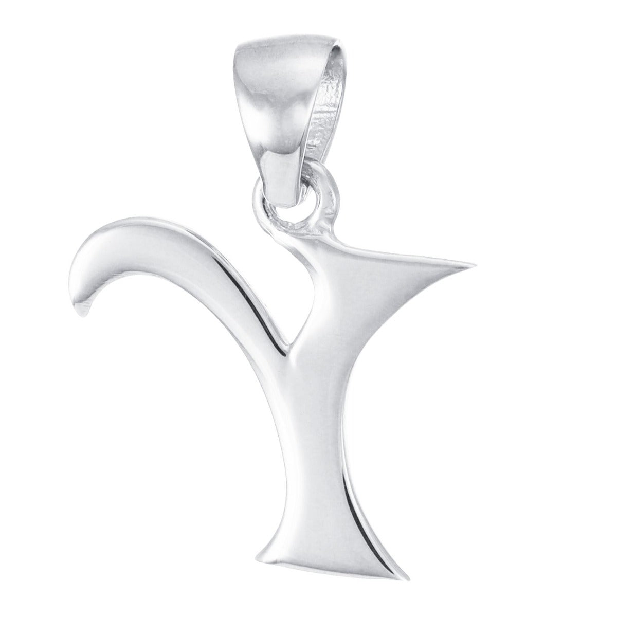 9ct White Gold Initial Pendant Letter Y - 22mm - FJewellery