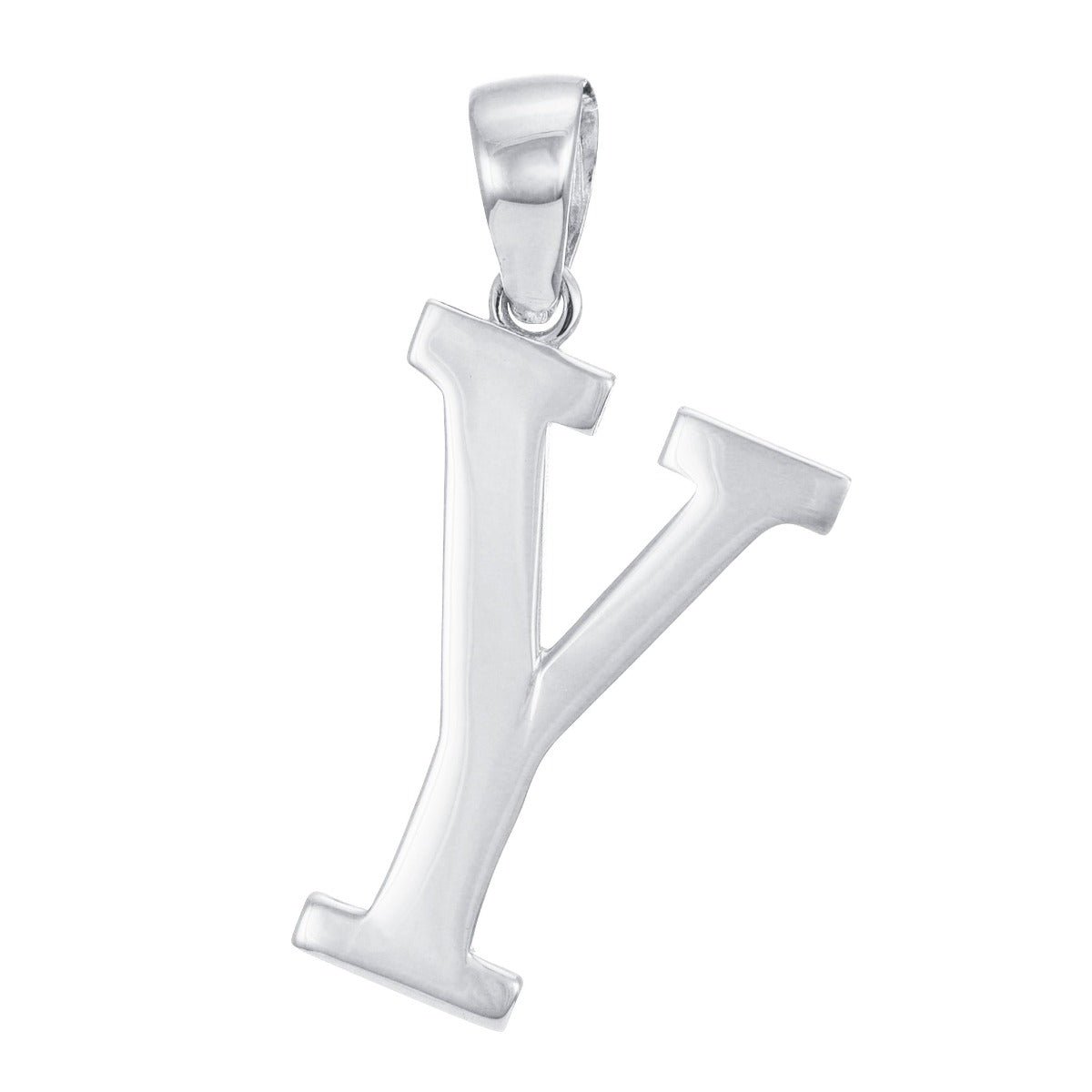 9ct White Gold Initial Pendant Letter Y - 37mm - FJewellery