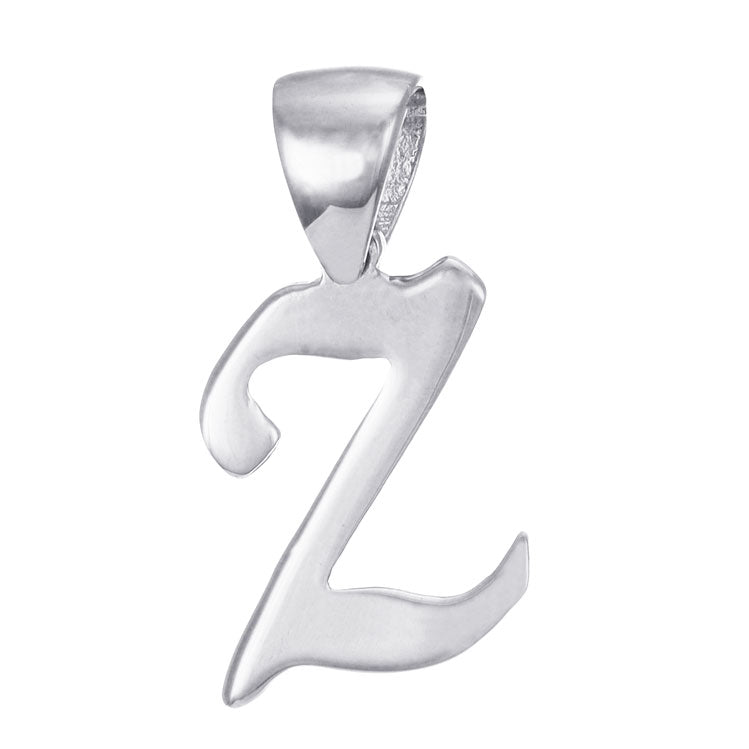 9ct White Gold Initial Pendant Letter Z - 17mm - FJewellery