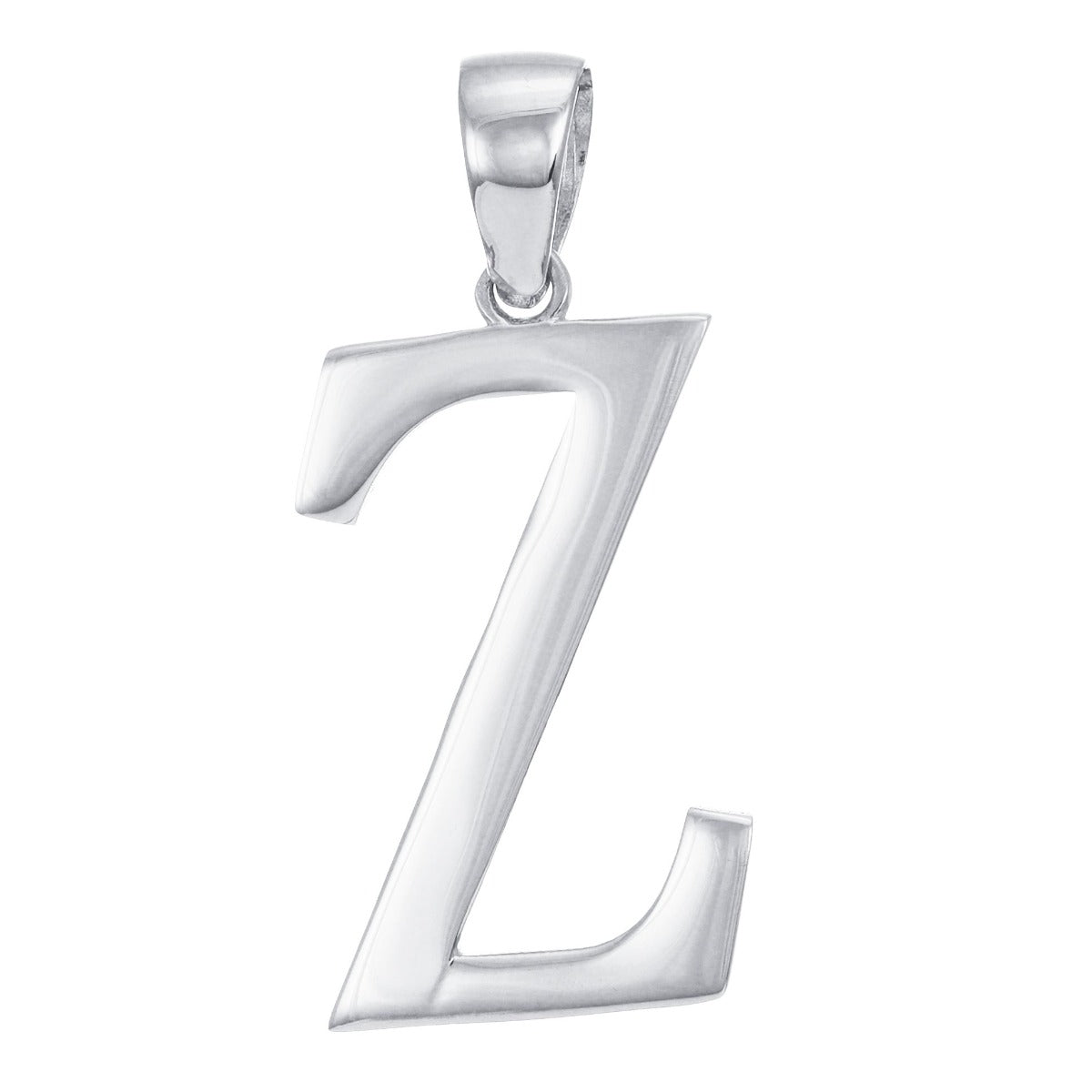 9ct White Gold Initial Pendant Letter Z - 37mm - FJewellery