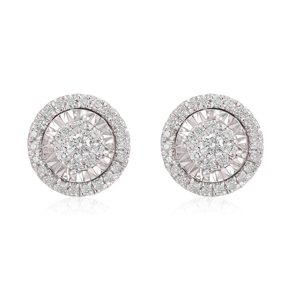 9ct White Gold Multi Circles Diamond 0.36ctw Earrings - FJewellery