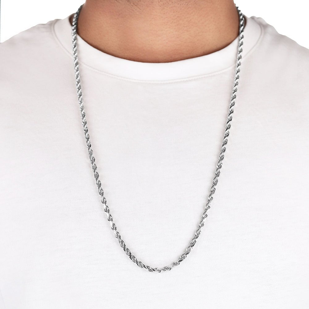 9ct White Gold Rope Chain DSHCN0639 - FJewellery