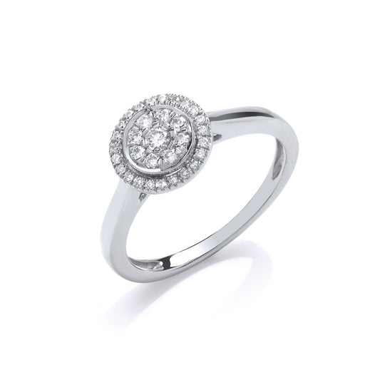 9ct White Gold Round Pave 0.25ct Diamond Ring - FJewellery