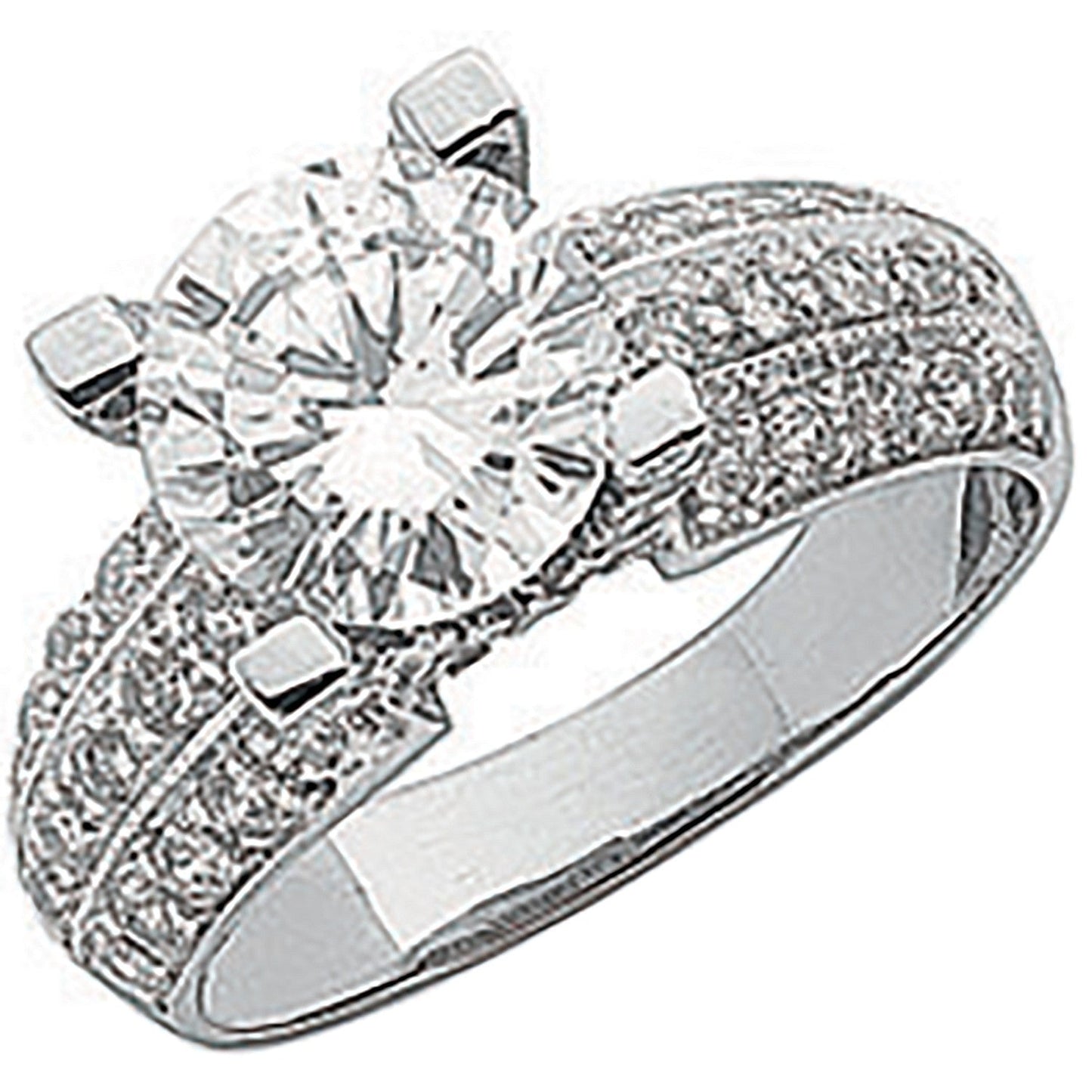 9ct White Gold Stunning Fancy Cz Ring - FJewellery