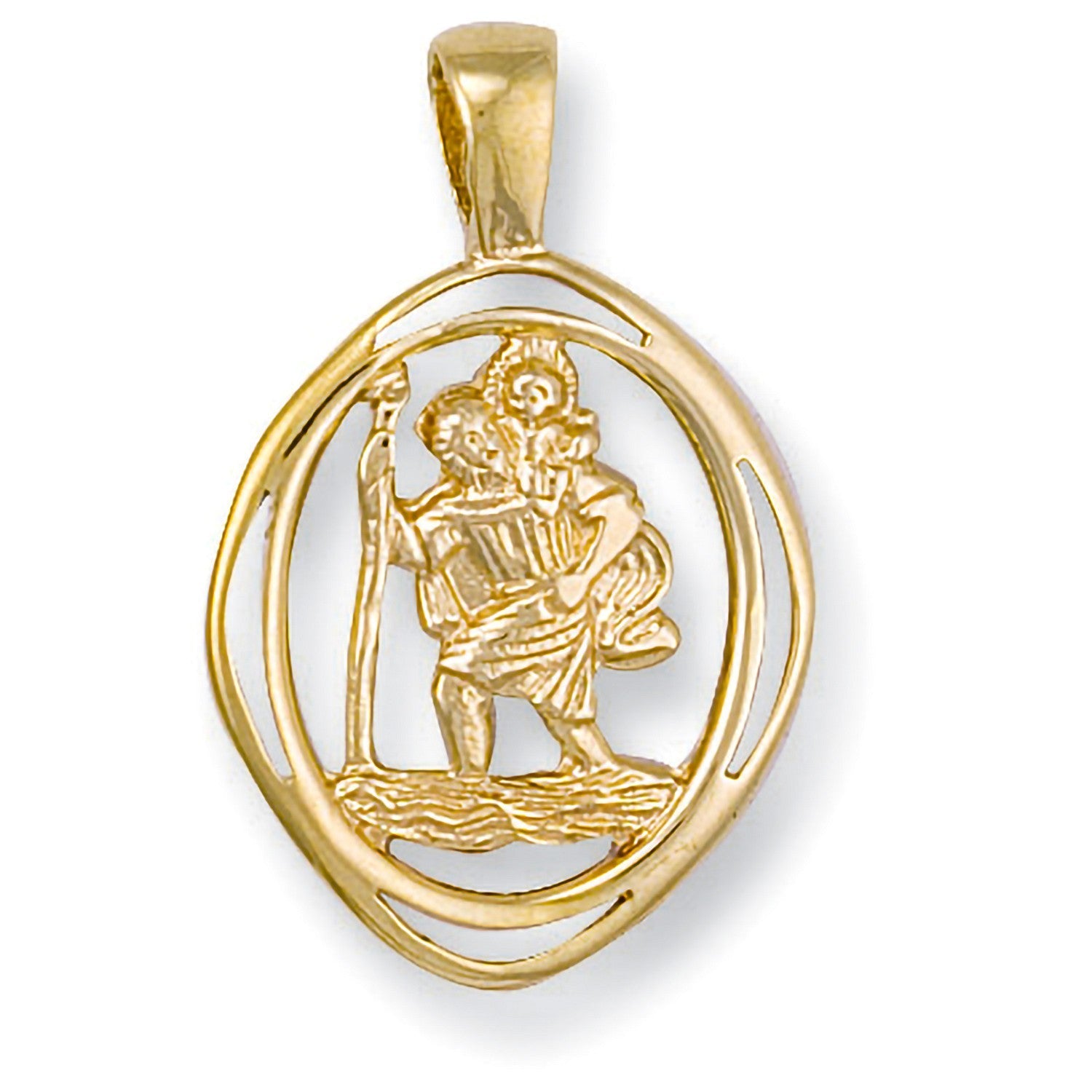 9ct Y Gold Cut Out St Christopher Pendant - FJewellery