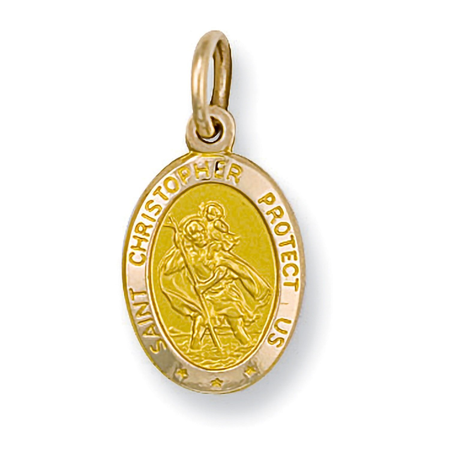 9ct Y Gold Oval St Christopher Protect Us Pendant - FJewellery