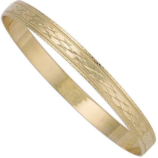 9ct Y Gold Slave Bangle 6mm - FJewellery
