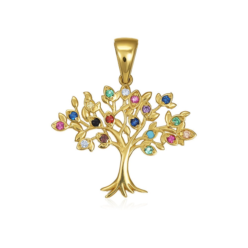 9ct yellow 9ct Cubic zirconia Tree Of Life Pendants PD60-9-15-19 - FJewellery