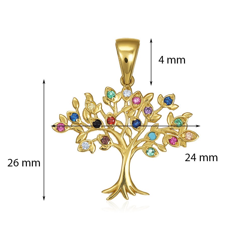 9ct yellow 9ct Cubic zirconia Tree Of Life Pendants PD60-9-15-19 - FJewellery