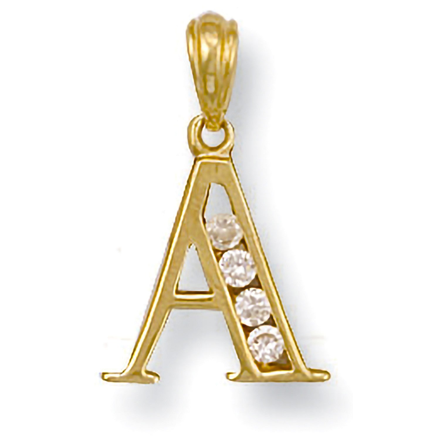 9ct Yellow and cubic zirconia Initial A Pendant - FJewellery