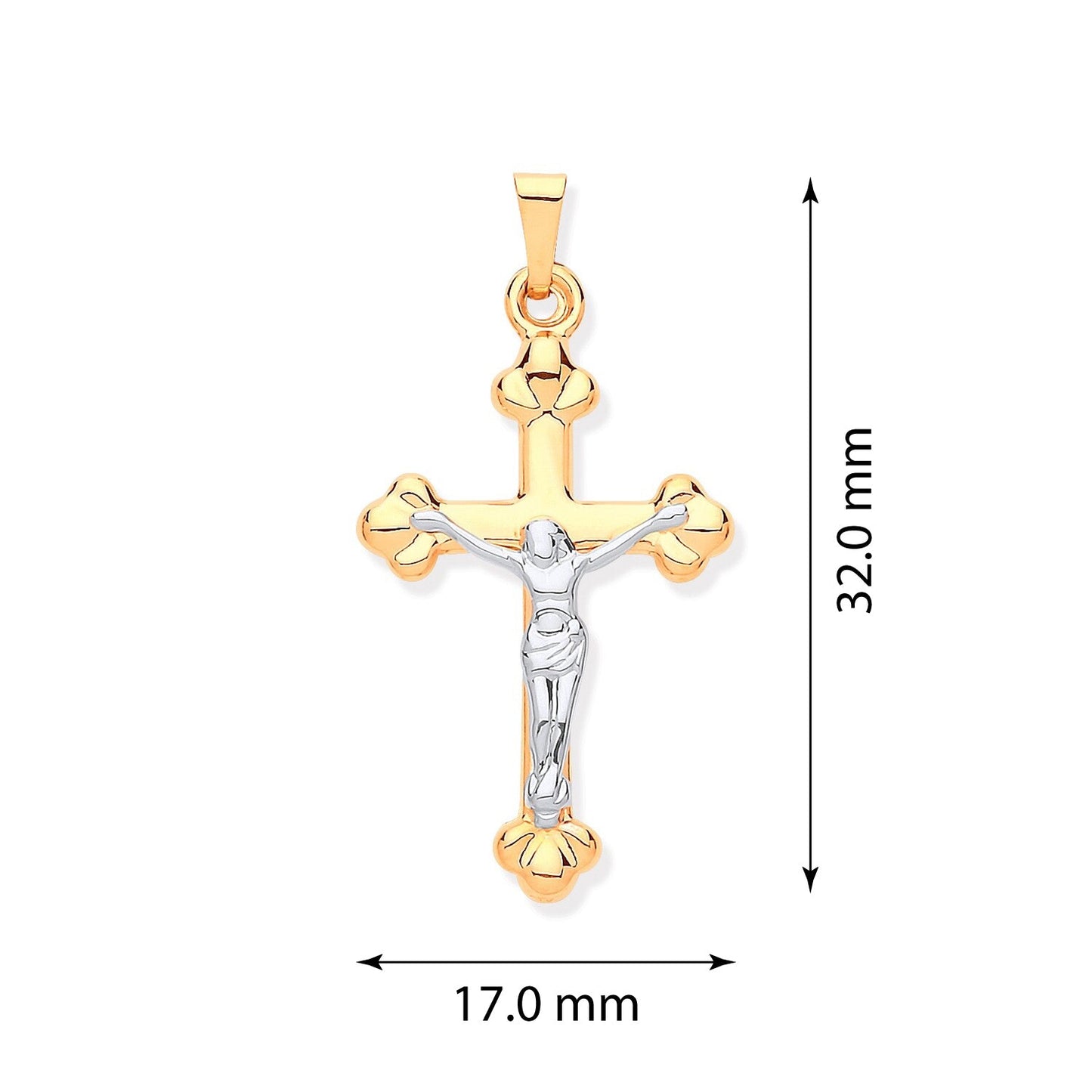 9ct Yellow and White gold Crucifix Pendant - FJewellery