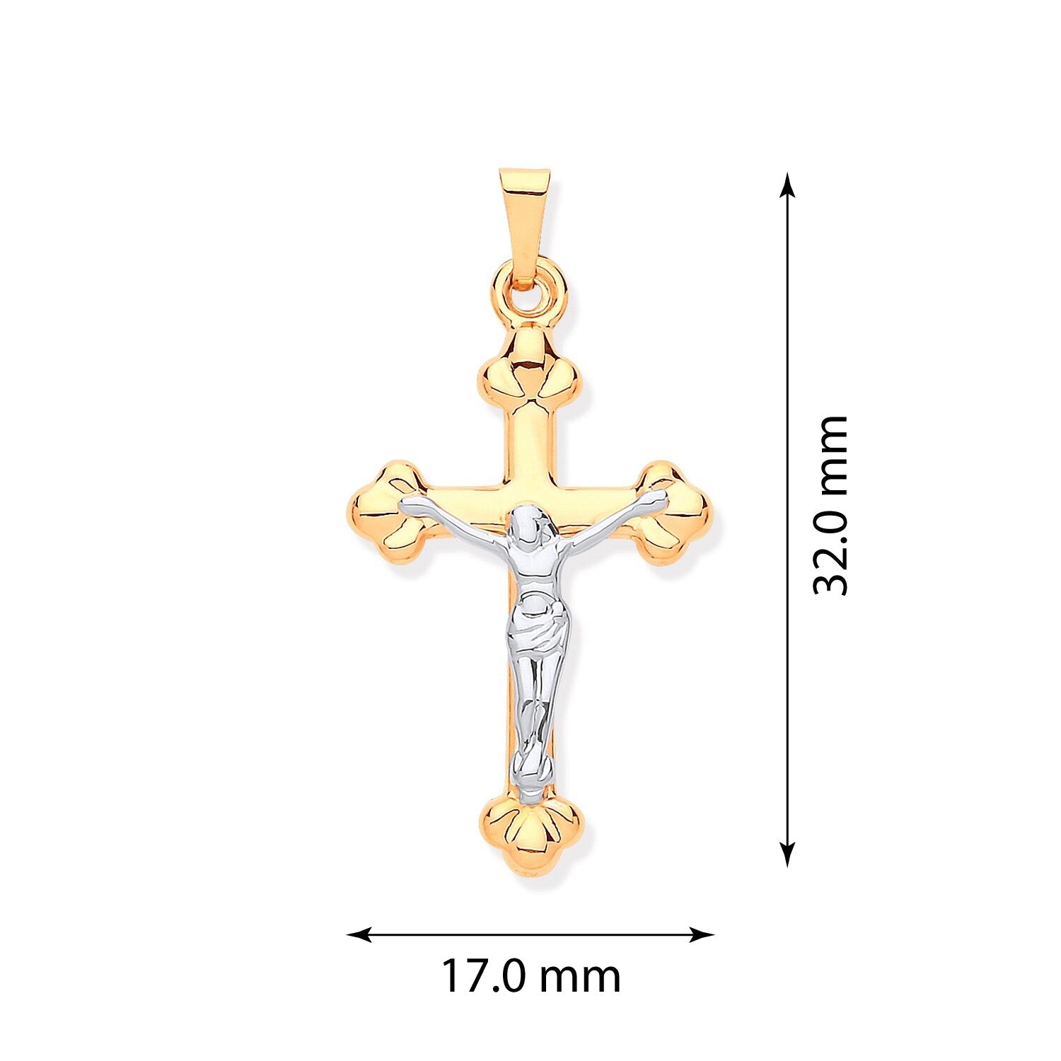 9ct Yellow and White gold Crucifix Pendant - FJewellery
