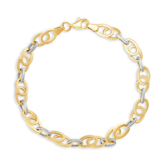 9ct Yellow And White Gold Fancy Bracelet - FJewellery