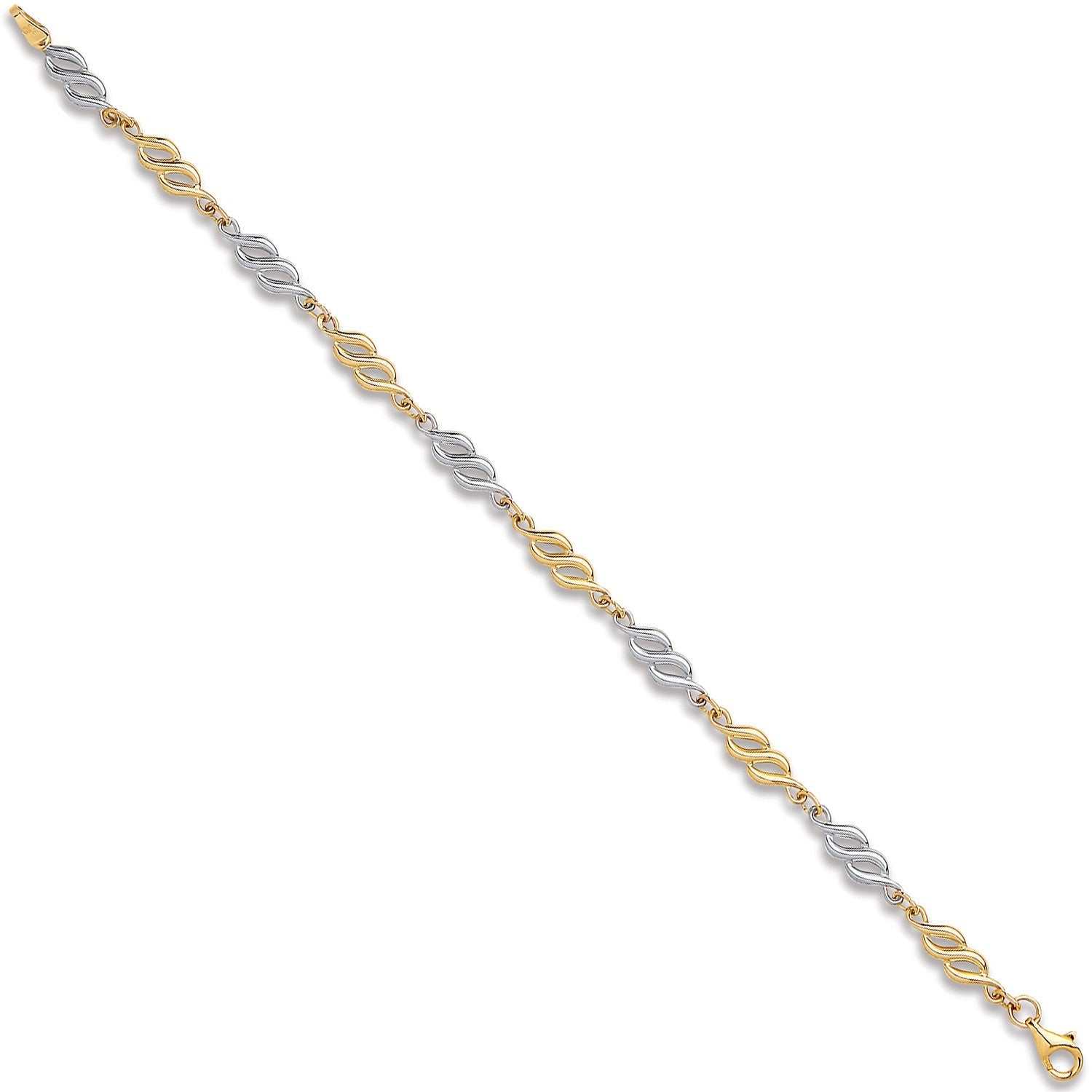 9ct Yellow And White Gold Fancy Hollow Link Bracelet - FJewellery