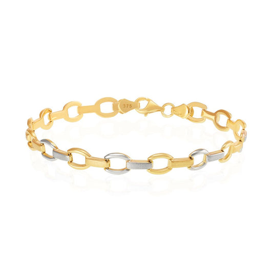 9ct Yellow And White Gold Fancy Ladies Bracelet - FJewellery