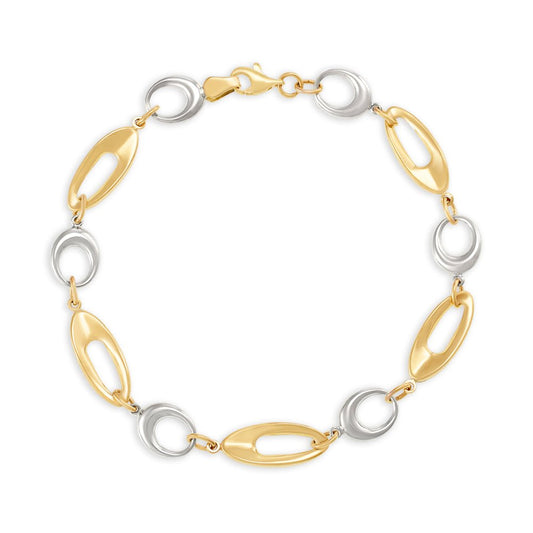 9ct Yellow And White Gold Fancy Link Bracelet - FJewellery