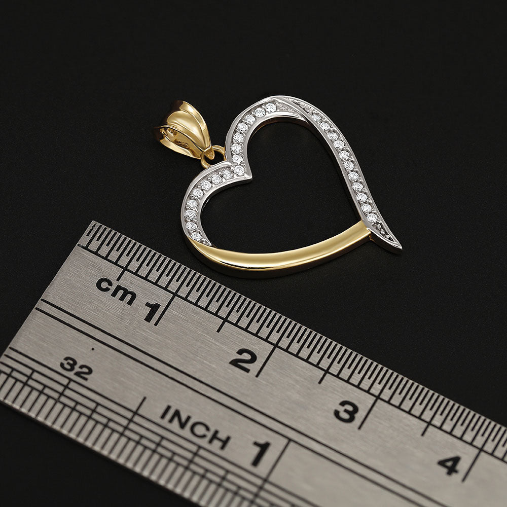 9ct Yellow and White Gold Heart Pendant - FJewellery