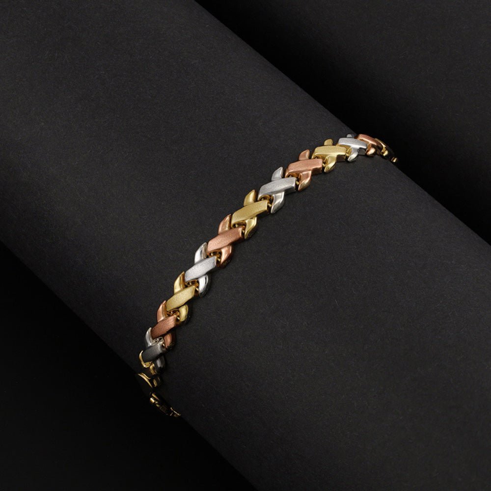 9ct Yellow And White Gold Kisses Ladies Bracelet - FJewellery