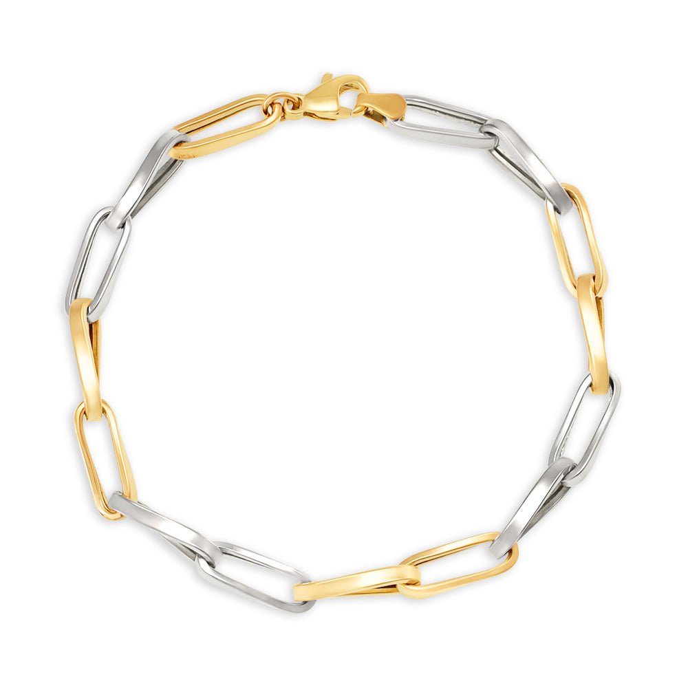9ct Yellow And White Gold Link Bracelet - FJewellery