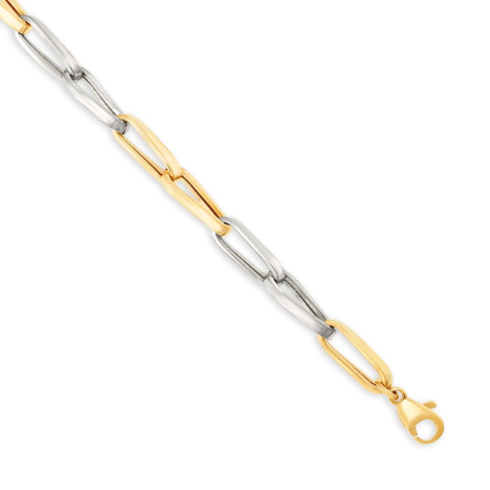 9ct Yellow And White Gold Link Bracelet - FJewellery