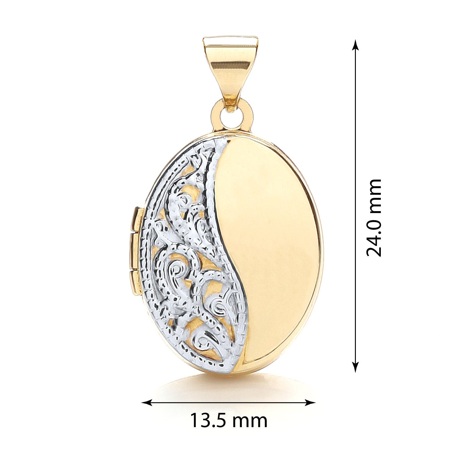 9ct Yellow and White Gold Oval Shaped Locket - FJewellery