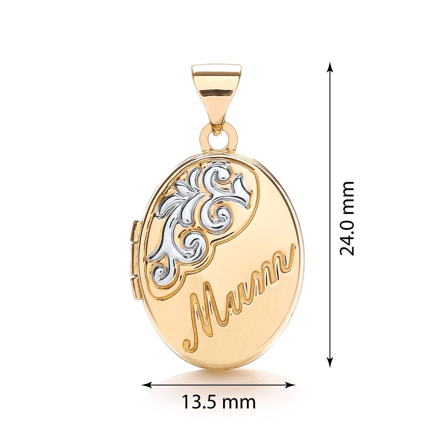 9ct Yellow and White Gold Oval Shaped Mum Locket - FJewellery