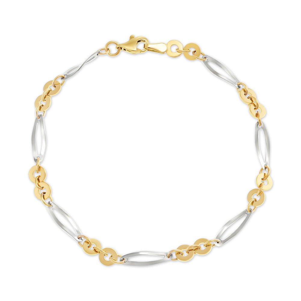 9ct Yellow And White Gold Prince Of Wales Bracelet 4.6mm - FJewellery