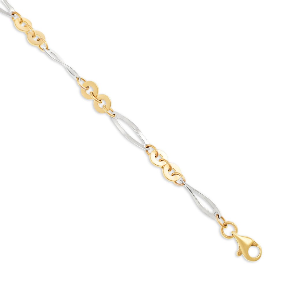9ct Yellow And White Gold Prince Of Wales Bracelet 4.6mm - FJewellery