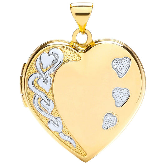 9ct Yellow and White Heart Shaped Family Locket - FJewellery