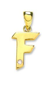 9ct Yellow Gold 0.01ct Diamond F Initial Pendant - FJewellery