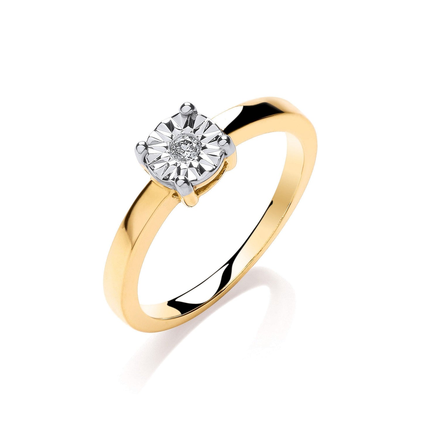 9ct Yellow Gold 0.05ct Diamond Solitaire Ring - FJewellery