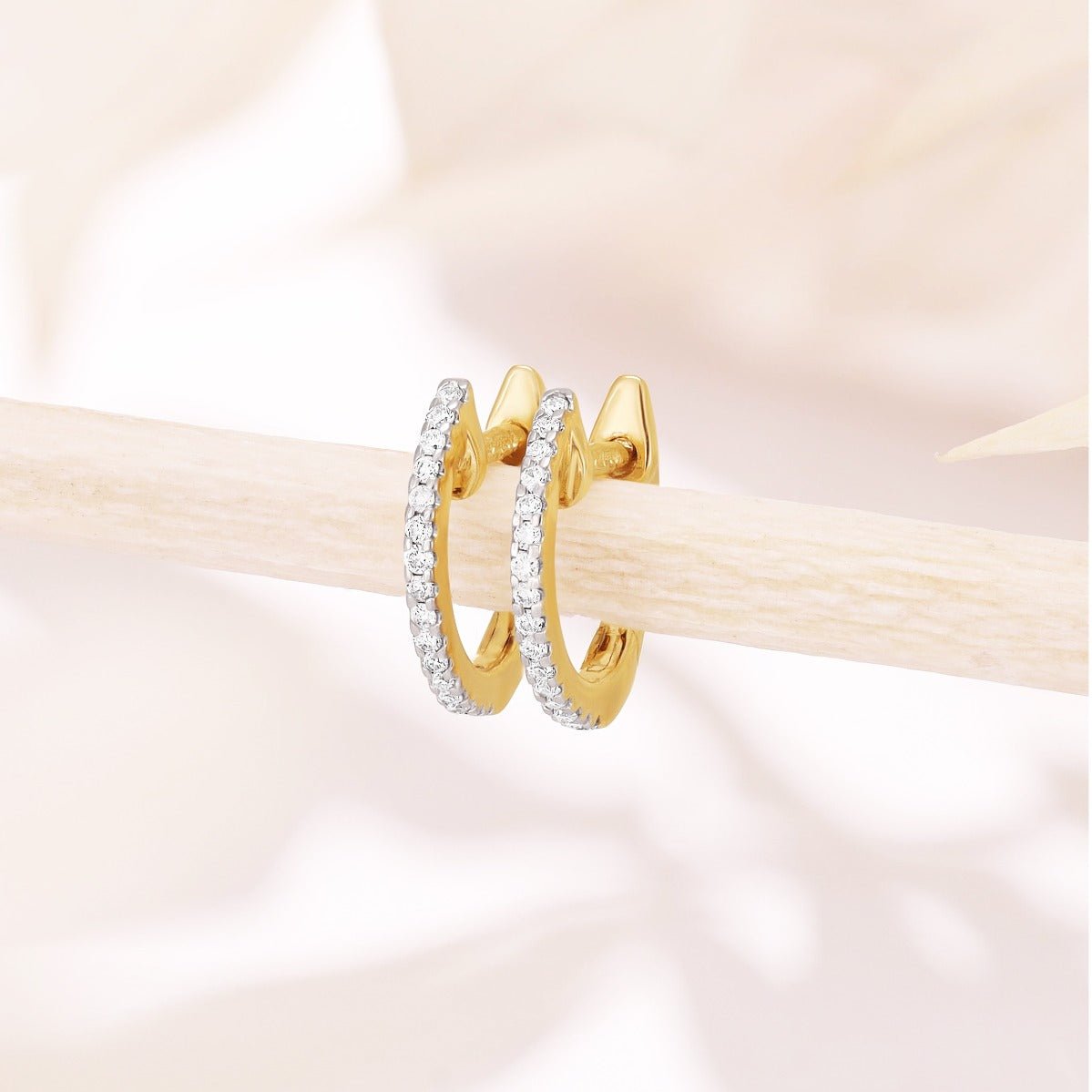 9ct Yellow Gold 0.10ct Diamond Earrings - FJewellery