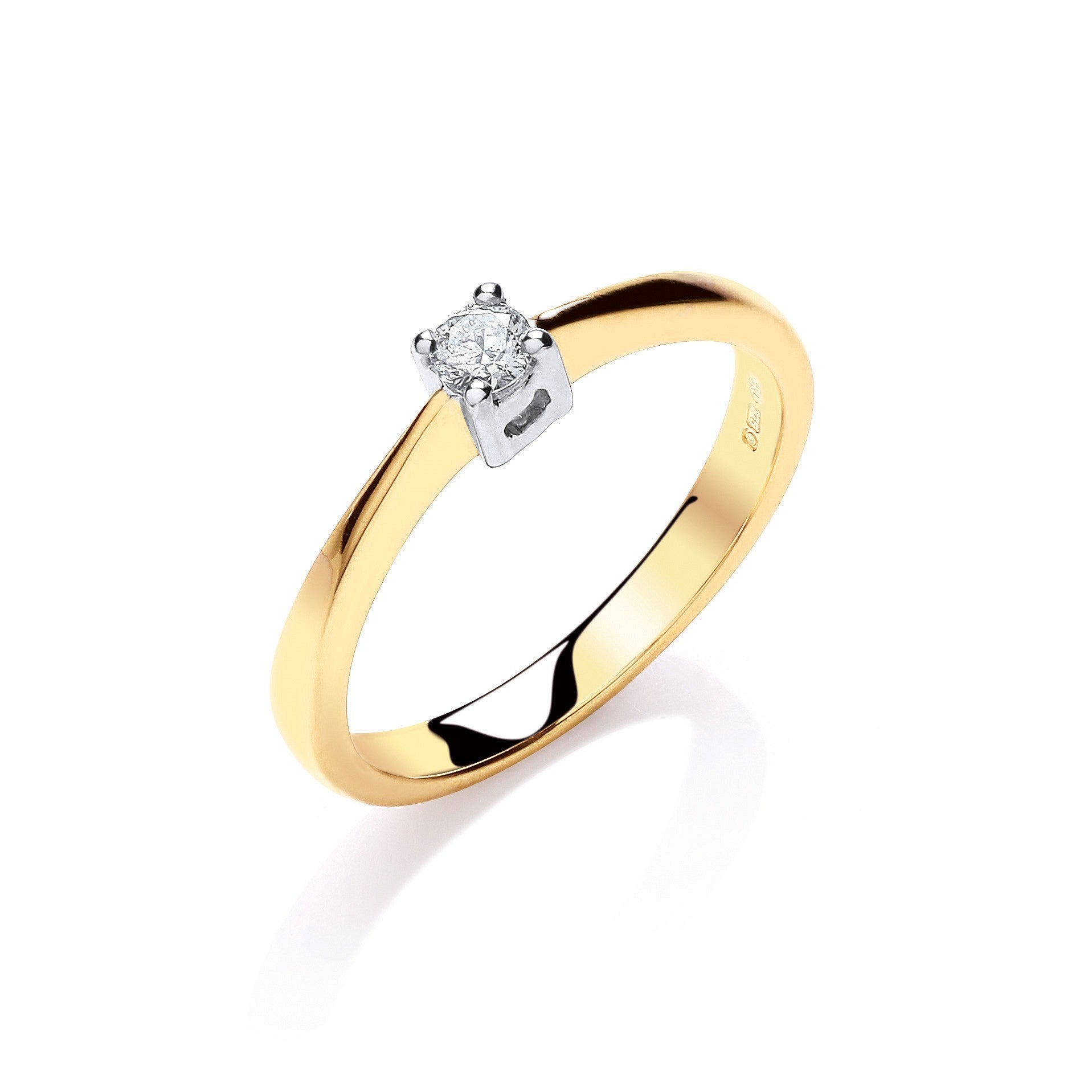 9ct Yellow Gold 0.10ct Diamond Solitaire Ring - FJewellery