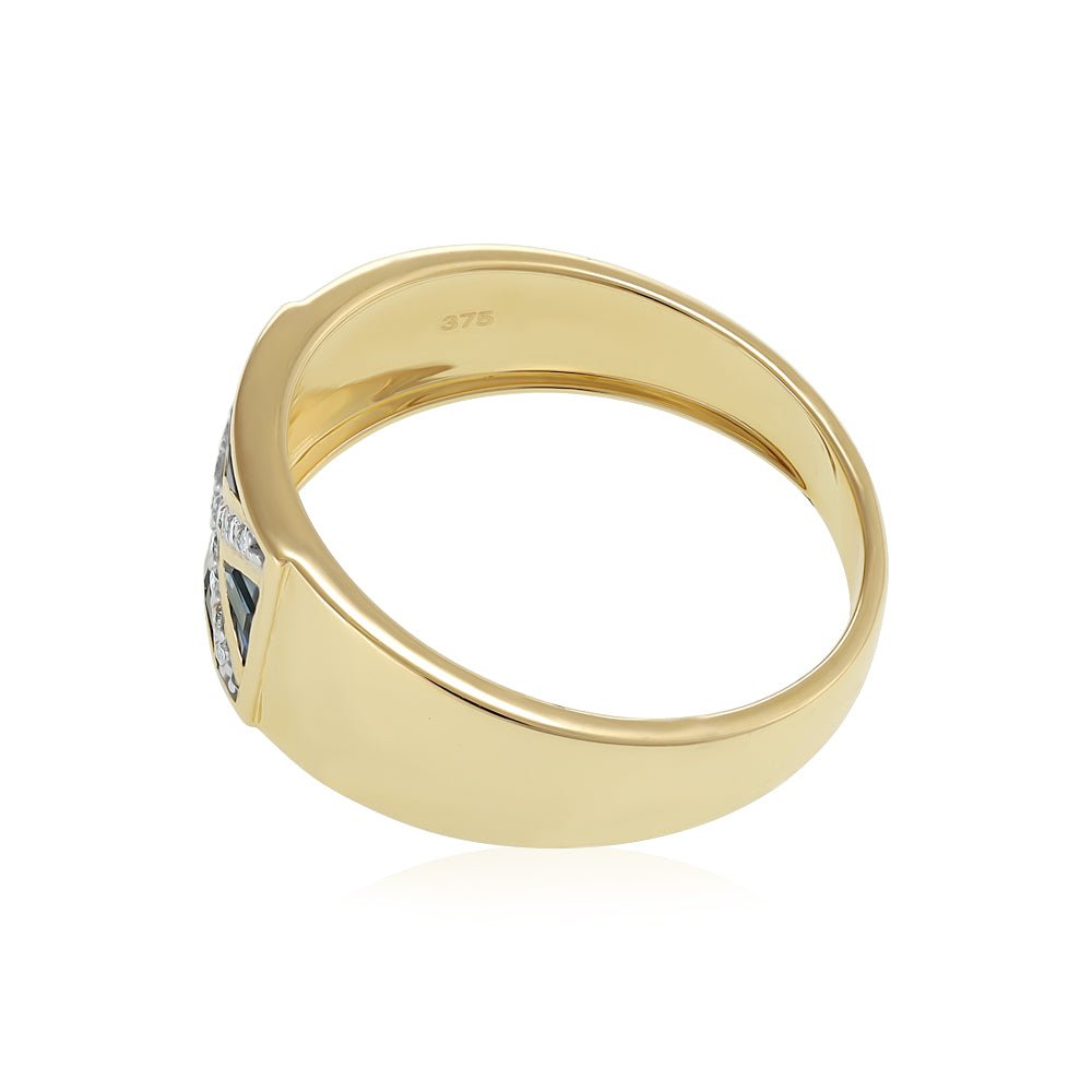 9ct Yellow Gold 0.11ct Diamond & 0.70ct Blue Sapphire Scotland Ring DSHDR0533 - FJewellery