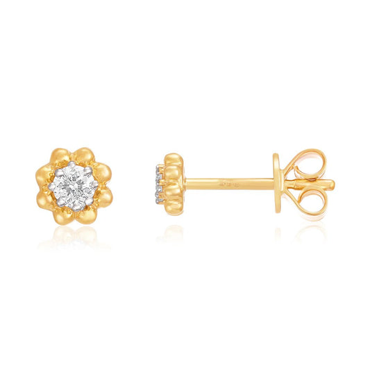 9ct Yellow Gold 0.13ct Diamond Stud Earring - FJewellery