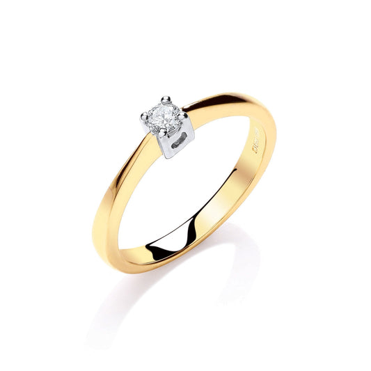 9ct Yellow Gold 0.15ct Diamond Engagement Ring - FJewellery
