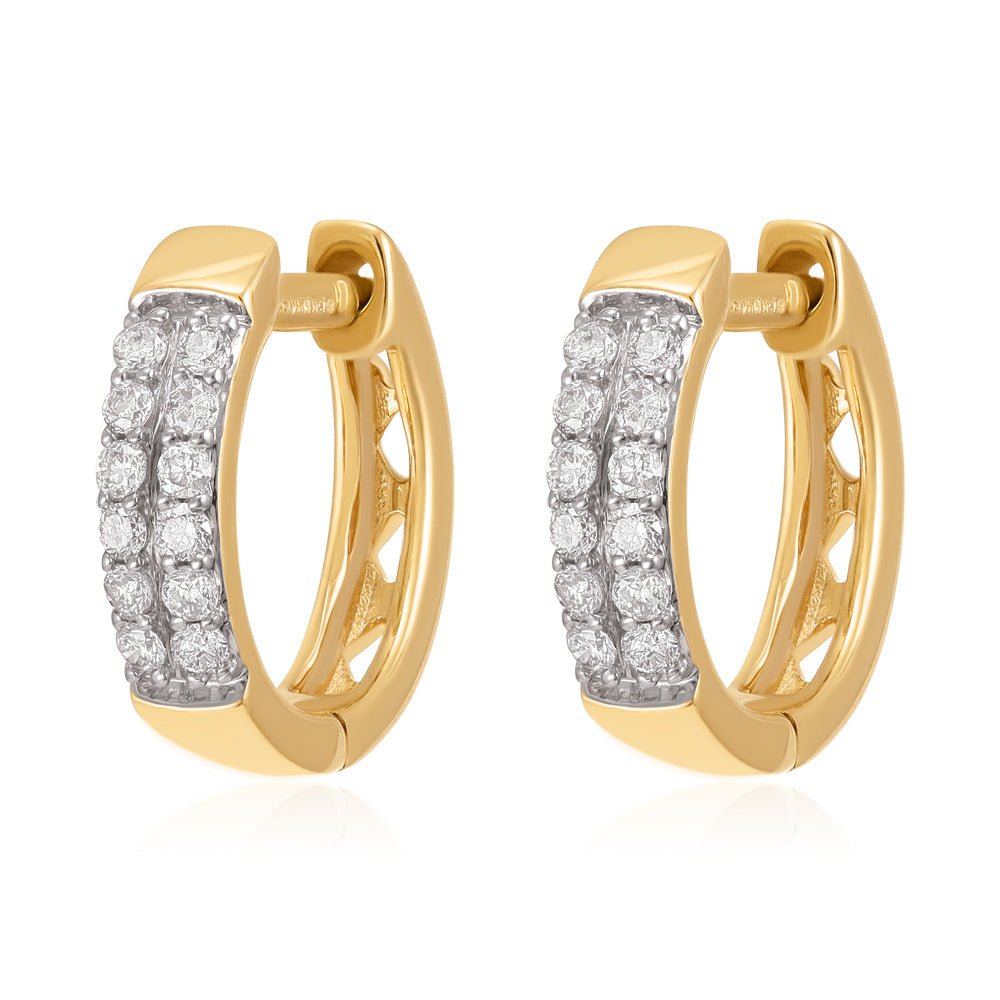 9ct Yellow Gold 0.18ct Diamond Earrings - FJewellery