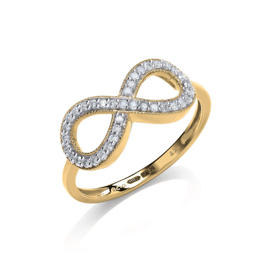 9ct Yellow Gold 0.20ct Diamond Infinity Dress Style Ring - FJewellery