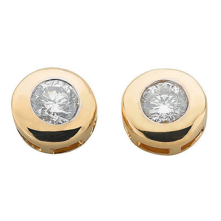 9ct Yellow Gold 0.20ct Rubover Set Diamond Stud Earrings - FJewellery