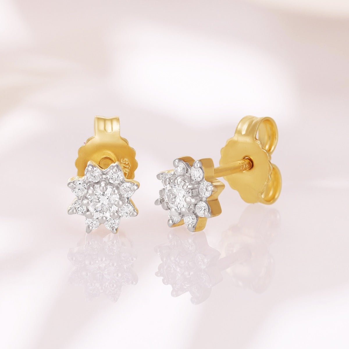 9ct Yellow Gold 0.25ct Diamond Cluster Stud Earrings - FJewellery