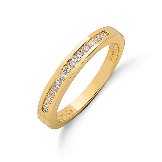 9ct Yellow Gold 0.25ct Diamond Half Eternity Ring - FJewellery