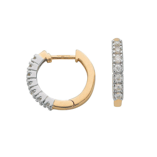 9ct Yellow Gold 0.25ct Diamond Hoop Earrings - FJewellery