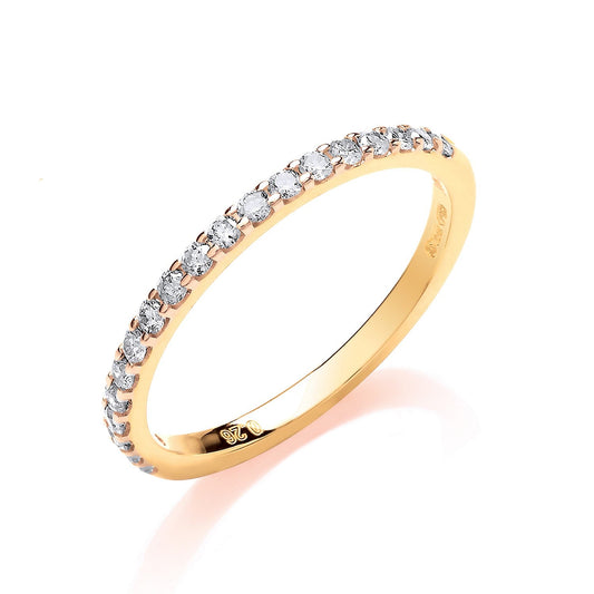 9ct Yellow Gold 0.27ct 50% Set Diamond Half ET Ring - FJewellery