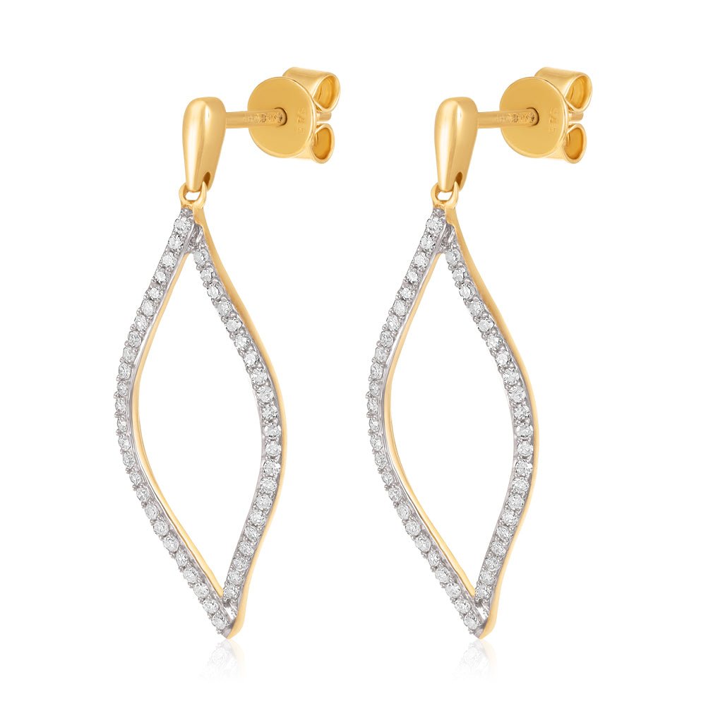 9ct Yellow Gold 0.29ct Diamond Drop Earrings - FJewellery