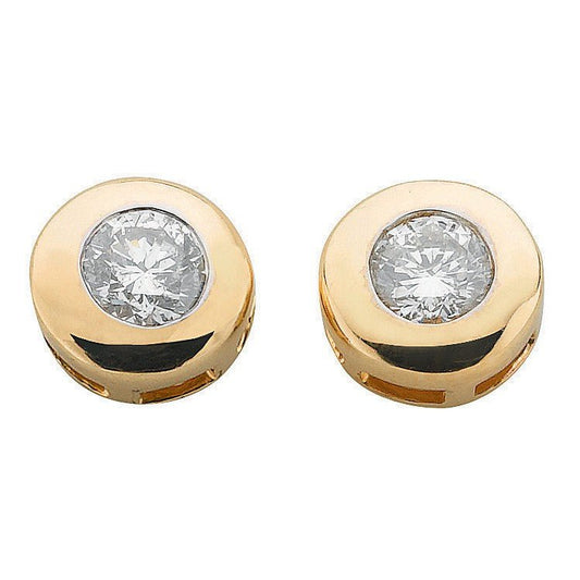 9ct Yellow Gold 0.30ct Rubover Set Diamond Stud Earrings - FJewellery